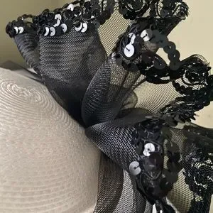 Stylish White w/ Black Embellished Bow Dress / Church Hat Unbranded | Accessories | Stylish White W Black Embellished  main image 3